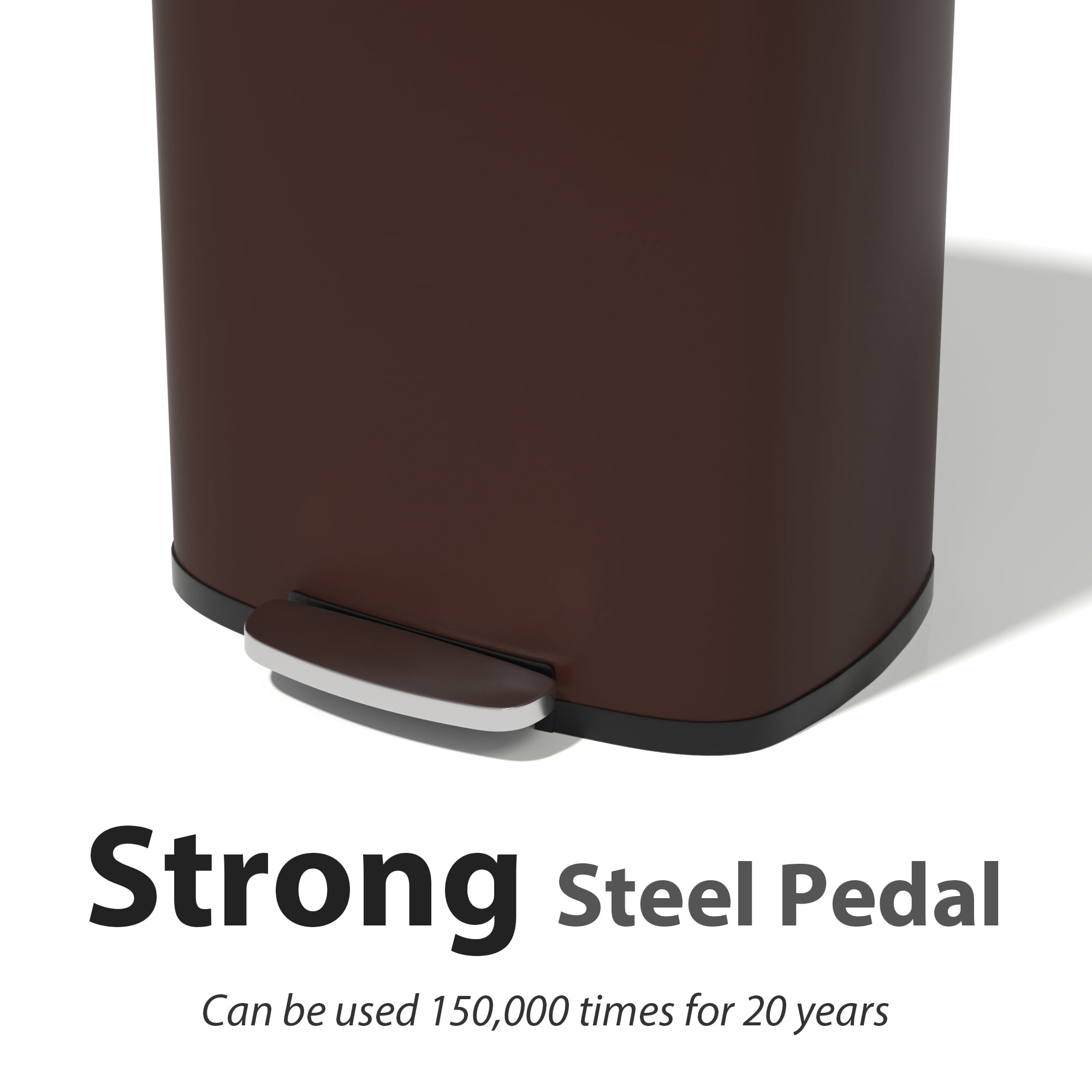 CL.HPAHKL Step-On Kitchen Trash Can, Brushed Stainless Steel Garbage Can with Soft Close Lid, Large Capacity Garbage Bin with Odor Seal for Home, Office, Bathroom, Bedroom, Brown