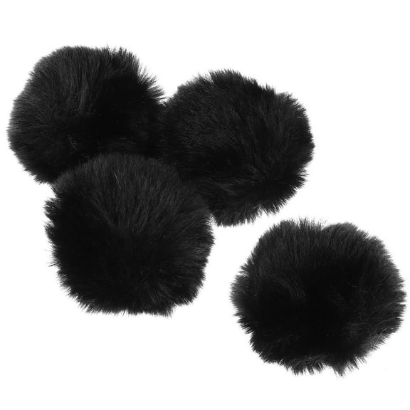 Luxshiny Set of 4 Black Pompom , Soft Artificial Wool for Hat Decoration, Craft Supplies for Enthusiasts