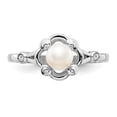 thumbnail image 5 of Sterling Silver Rhodium-plated FW Cultured Pearl & Diamond Ring, 5 of 6