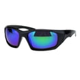 thumbnail image 2 of Mens Aerodynamic Robotic Futurism Gloss Black Plastic Sport Sunglasses Teal Mirror, 2 of 4