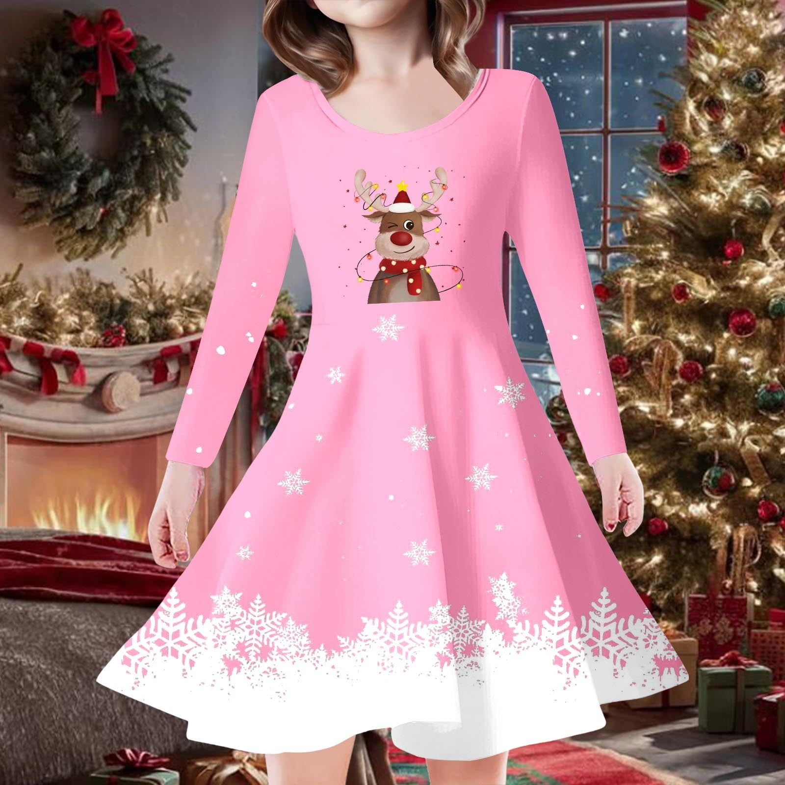 white christmas dresses Kate Christmas Tree Fairy Dress Hanger Pink Printed Backdrop Designed by Emetselch, Microfiber (Printed) / 7x5ft main image 0