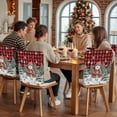 thumbnail image 5 of Christmas Snowman Chair Covers Set of 1 Winter Xmas Trees Bird Snowflakes Red Plaid Chair Back Covers Stretch Removable Washable Slipcovers Protector for Dining Room Kitchen Party Decor, 5 of 5