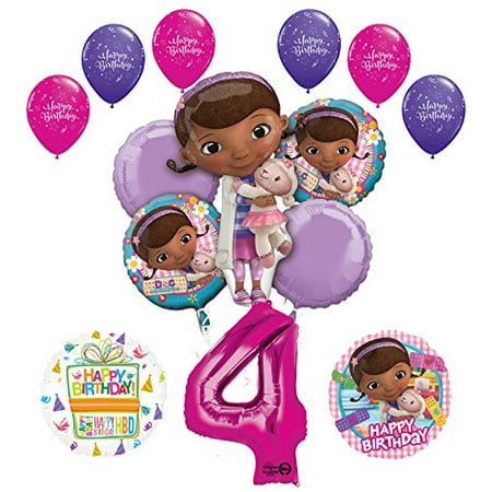 Doc McStuffins 4th Birthday Party Supplies and Balloon Bouquet Decorations