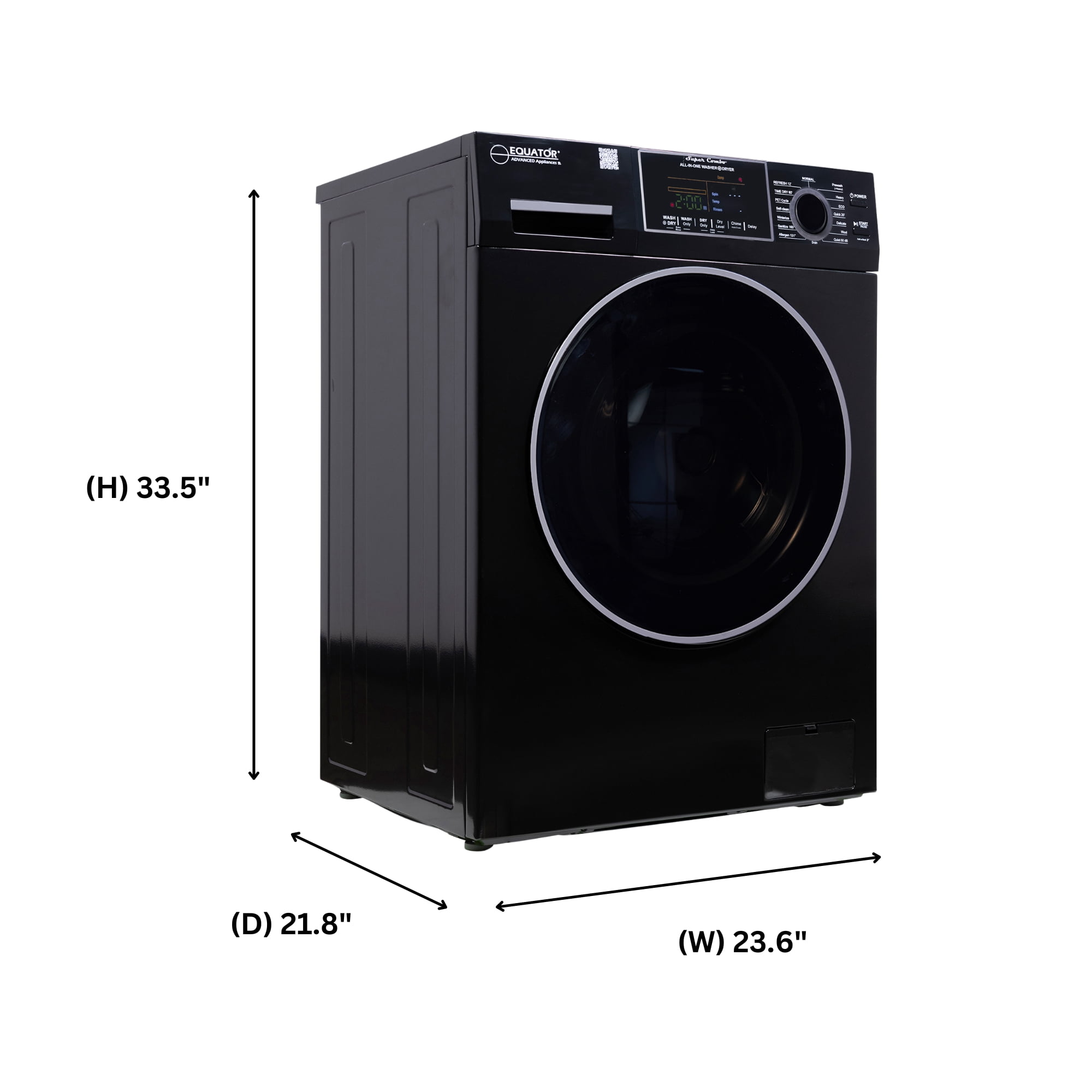 Equator Fully Built-in All-in-One Combo Washer-Dryer Ventless 1.62 cf/15lbs 110V Black