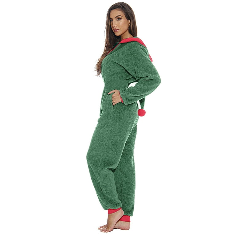 HSMQHJWE Women S Night Shirts For Sleeping Bridal Pajama Sleeve Pyjamas Plush Patchwork Jumpsuits Long Zipper Women Hood With Pockets Onesie Women S