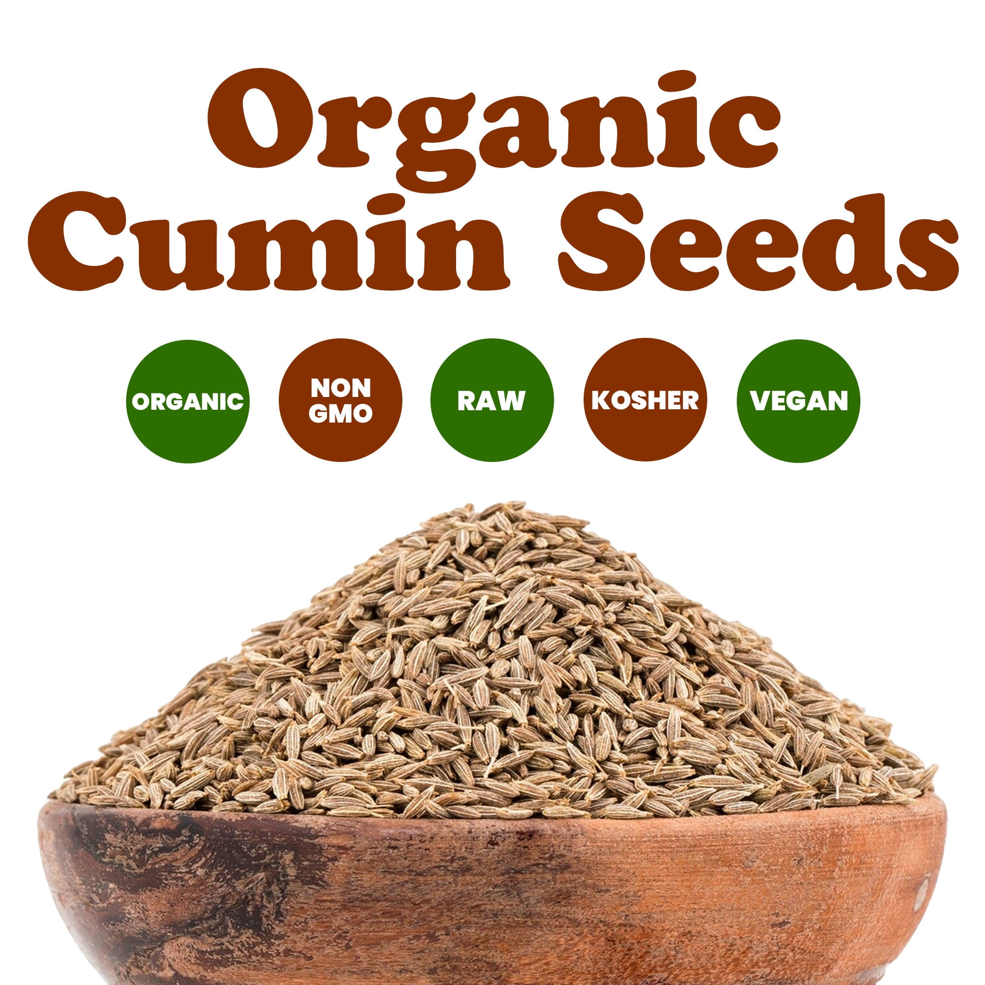 Organic Cumin Seeds, 2 Pounds – 100% Natural, Non-GMO, Aromatic Seasoning, Perfect for Spices, Baking and Pickling, Vegan, Kosher, Bulk — by Food to Live