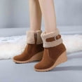 thumbnail image 3 of Oyedens Wedge Snow Boots for Women Fleece Lined Fashion Warm Winter High Heels Mid Calf Short Boots, 3 of 8