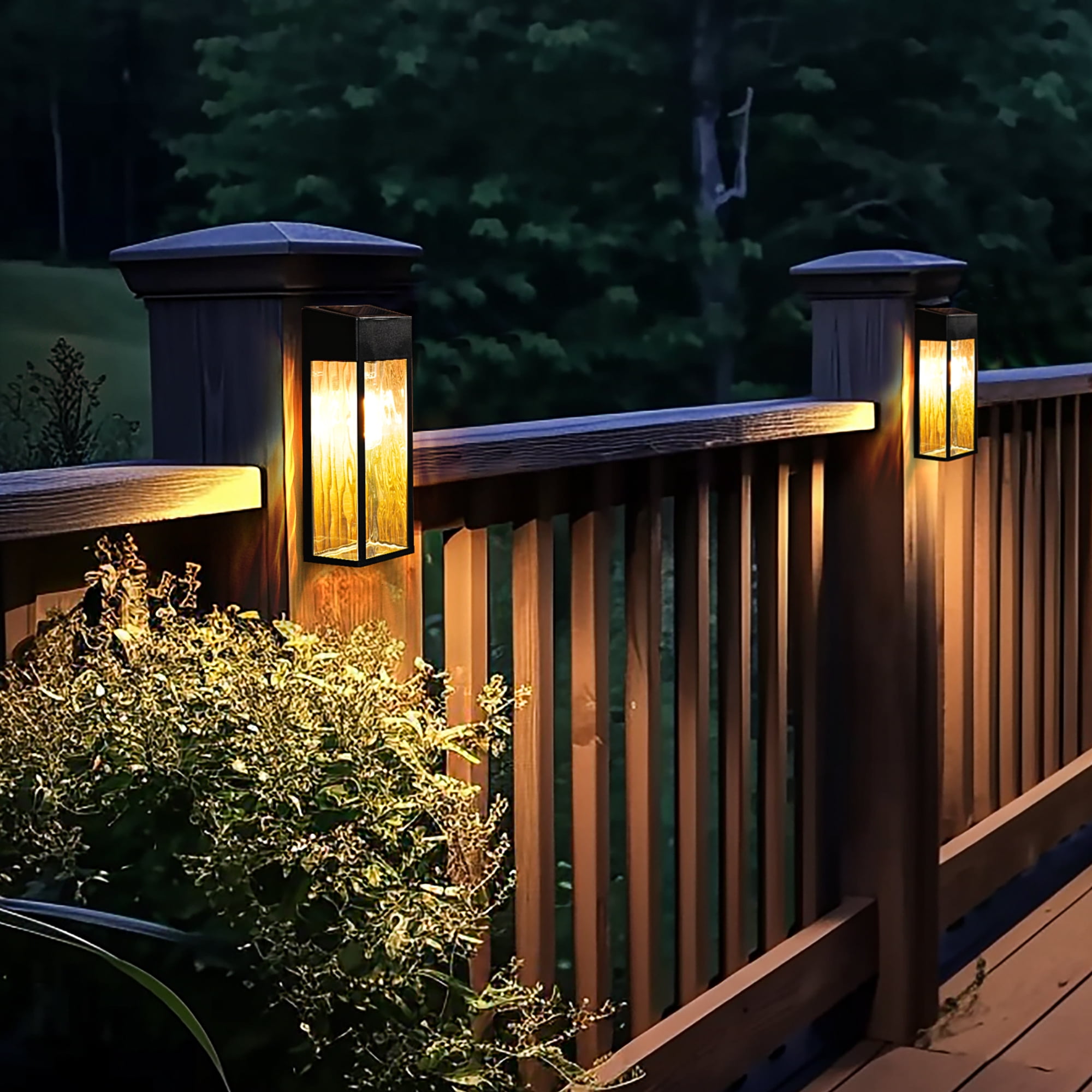 FKHouse 2 Pack Black Solar Outdoor Black Wall Light with LED Bulb, Dusk to Dawn & Waterproof for Patio, Garden