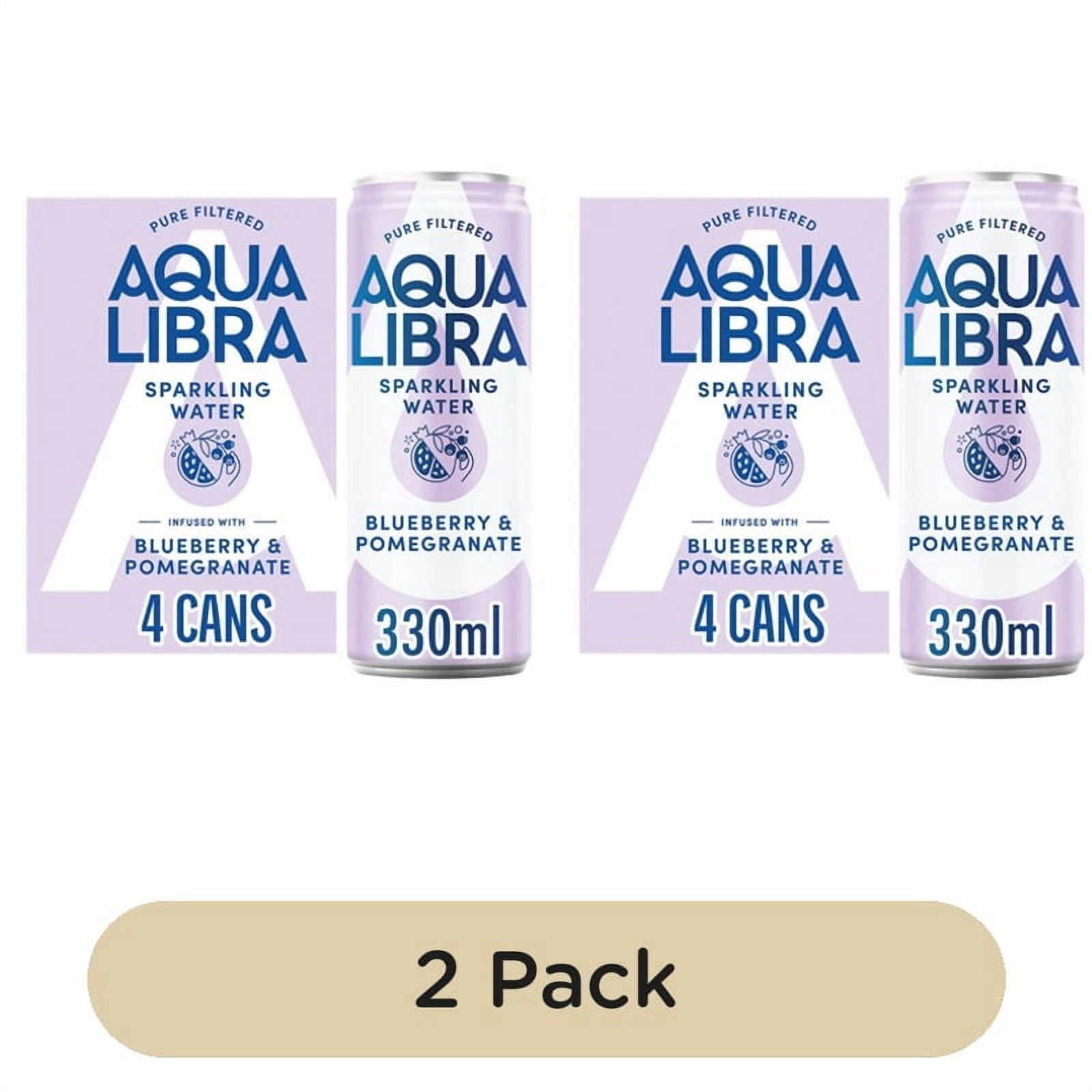 Aqua Libra Blueberry & Pomegranate Infused Sparkling Water 4 x 330ml, British Import (Pack of 2)