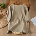 thumbnail image 4 of Women's Crinkle Cotton Feather Print T-Shirt Casual Round Neck Short Sleeve Boho Blouse Top, 4 of 7