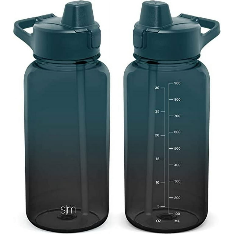 Simple Modern 32oz Water Bottle with Silicone Straw Lid & Measurement Markers | Tritan Plastic Bottles | Summit | Moonlight