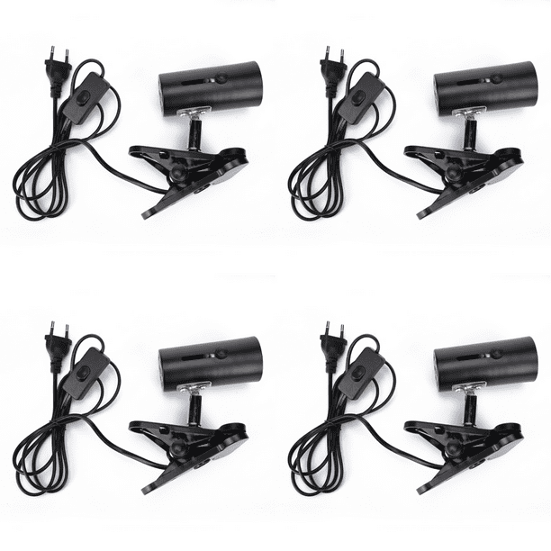 Portalámparas E27 Calentamiento Reptil UVA+UVB Kit de luces para mascotas Bombilla con clip Negro