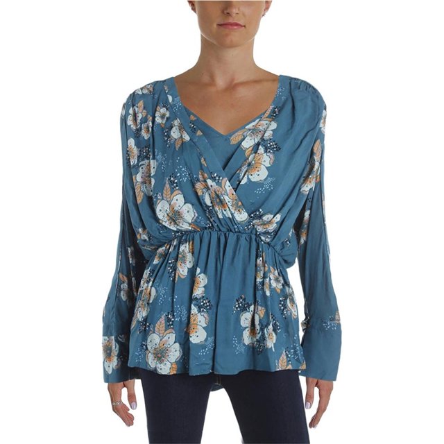 Free People Blusa tipo túnica Tuscan Dreams para mujer, azul, grande Free People Sayo