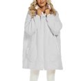 thumbnail image 6 of VANLOFE Unisex Warm Pajamas Household Clothes Solid Bathrobe Lengthened Night-robe Man's Nightgown Hooded Robes Gray Robes Sleepwear for Woman, 6 of 9
