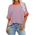 thumbnail image 2 of Red Womens Tops Gradient Graphic Tees for Women Summer Casual Oversized T Shirts Crewneck Trendy Tunic Tops Loose Blouses Clothing Shirts for Women, 2 of 4