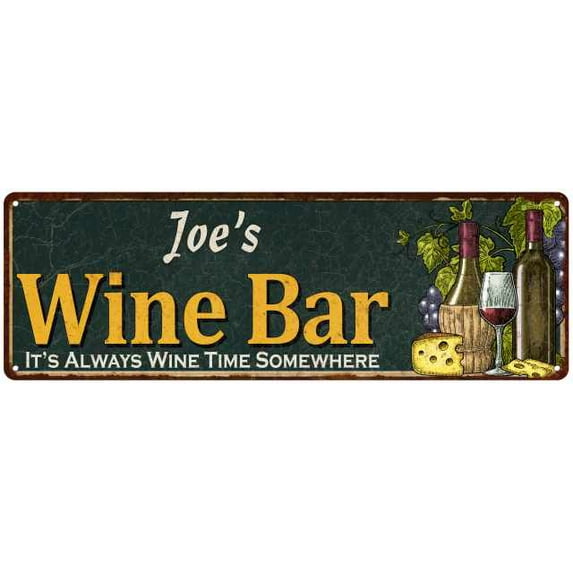 Joe's Wine Bar Green Chic Sign Home Kitchen Decor 6 x 18 High Gloss Metal 206180001256