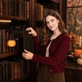 thumbnail image 4 of Cute Reading Ghost Hanging Lantern, Vintage Metal Bracket Library Shelf Light Halloween Themed Decor for Indoor Bookcase Display(Witch Hat), 4 of 6