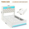 thumbnail image 6 of Twin Size Girl Bed with LED Lights & Charging Station,Platform Twin Size Princess Bed Frame with 4 Drawers, Velvet Upholstered Storage Headboard,No Box Spring Needed,Easy Assembly, Beige, 6 of 8