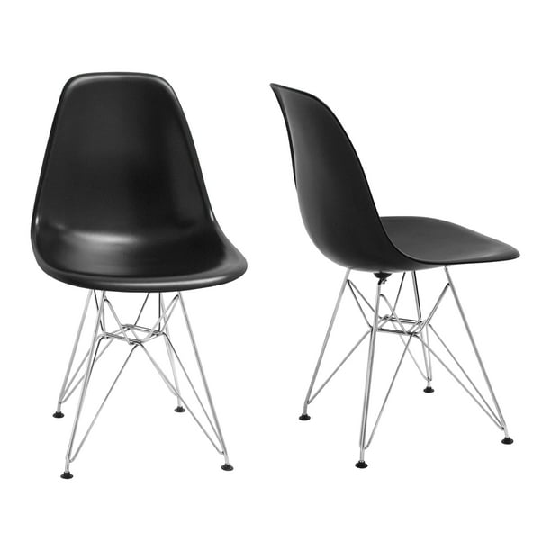 Paris Tower Dining Side Chair With Chrome Legs Set Of 2 Black Com Paris Tower Dining Side Chair With, Paris Side Chair Set