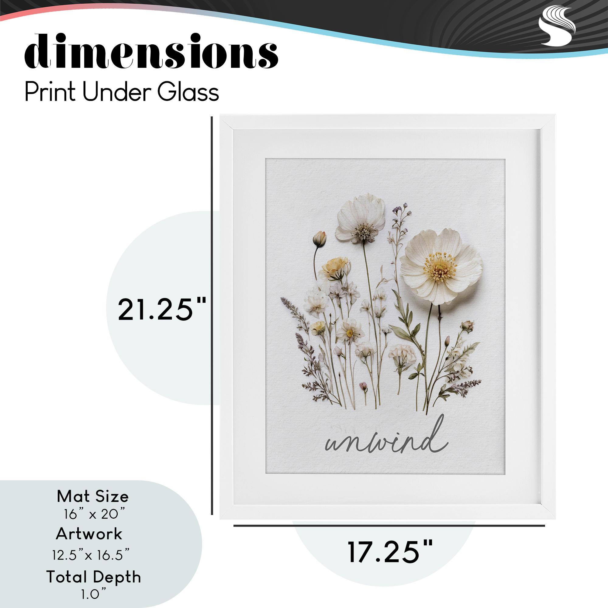 Pressed Flowers Unwind White Framed Print Under Glass, design by Lettered and Lined