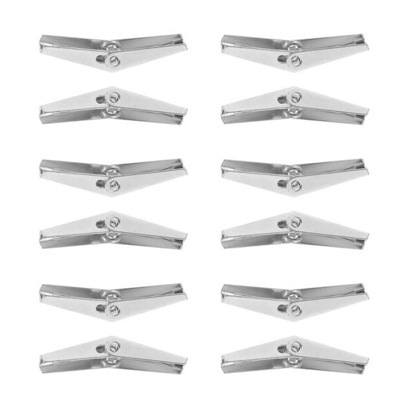 OUNONA  12 Pcs Toggle Bolts for Drywall Heavy Duty Anchors Nuts Masonry Silver