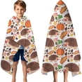 thumbnail image 3 of Fall Hedgehog Pumpkin Hooded Bath Towel，60"x35" for Ages 3 To 12 Kids, Quick Dry Lightweight Soft Microfiber Hood Beach Towel Cover Up for Kids, 3 of 7