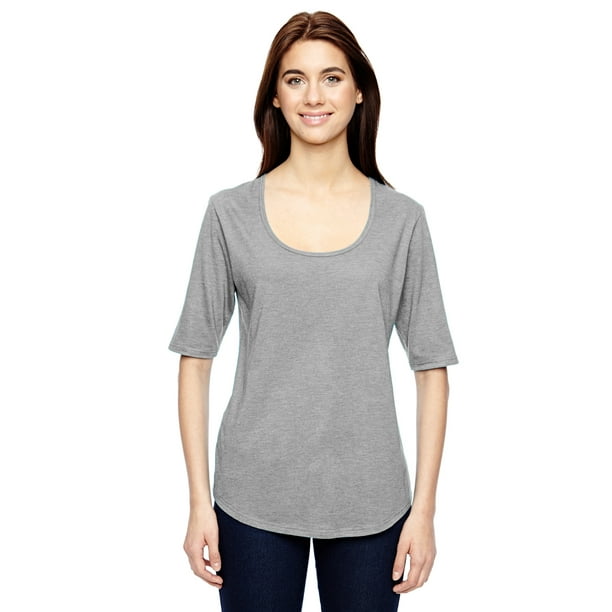 Anvil - Anvil Women's Self Fabric Deep Scoop Neck T-Shirt, Style 6756L ...