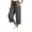 Black women plaid wide leg capri pants a1, variant on Cagogo Women's Plaid Wide Leg Capri Pants Drawstring Elastic Waist Casual Loose Cropped Trousers with Pockets Plus Size Beach Vacation Lounge Wear, Black XL
