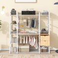thumbnail image 2 of Gzxs Wardrobe Closet, 70 Inch Large Portable Clothes Rack for Hanging Clothes, Heavy Duty Metal Garment Rack Storage Organizer with 5-Tier Shelves and 2 Wood Drawers, White, 2 of 7