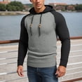 thumbnail image 1 of MHFRRA Sudadera con Capucha Informal de Manga Larga con Cuadros Pequeños y Bloques de Color para Hombre Gris, 1 of 3