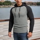thumbnail image 1 of MHFRRA Sudadera con Capucha Informal de Manga Larga con Cuadros Pequeños y Bloques de Color para Hombre Gris, 1 of 3
