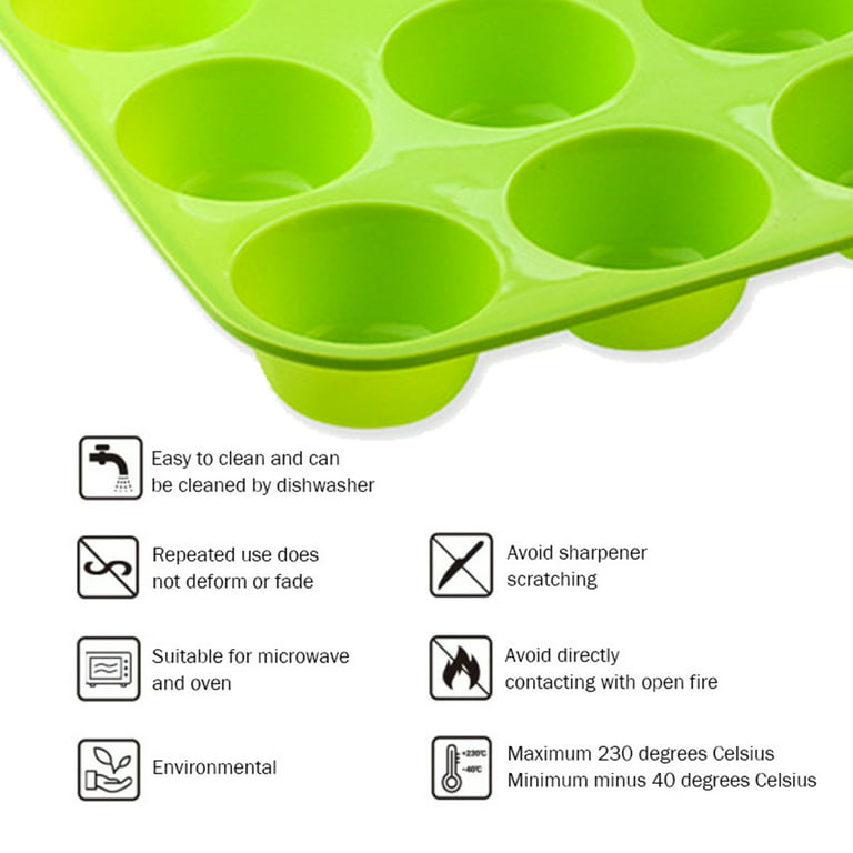 Althee 12 Cups Silicone Muffin Pan - Nonstick Bpa Free Cupcake Pan