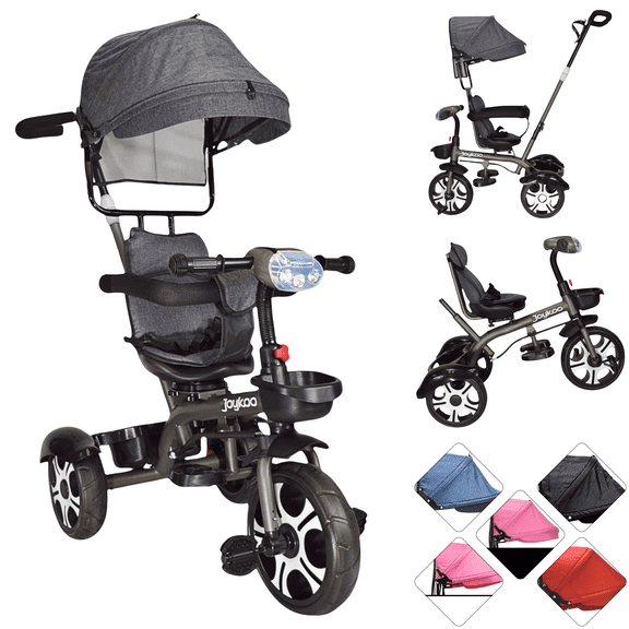 Triciclo para Niños JOYKOO Evolutivo Asiento giratorio 360 luz sonido gris