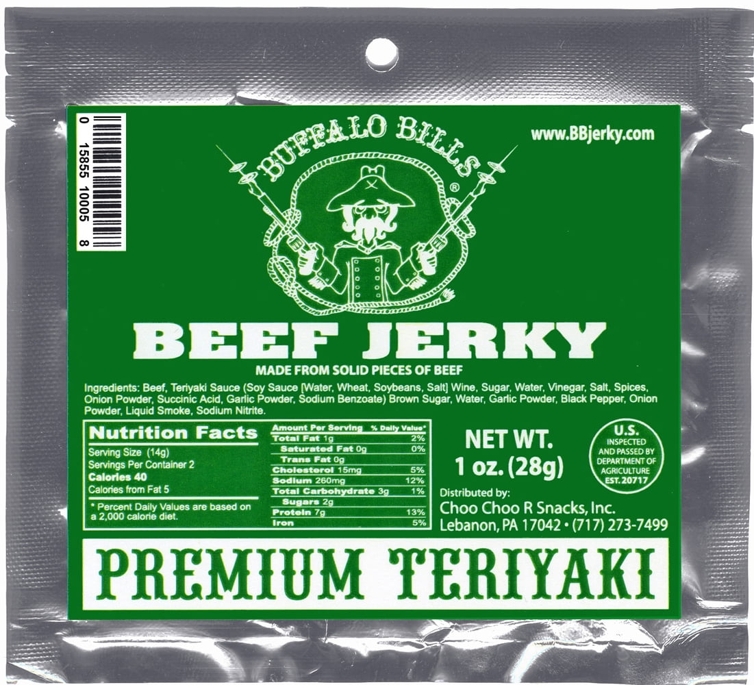 Buffalo Bills 1oz Premium Teriyaki Beef Jerky Packs 12-Count (beef jerky made from top round)