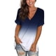 thumbnail image 1 of ICHUANYI Clearance Women's Fashion Printing Casual Gradient V-neck Short Sleeve Loose T-shirt Tops(Navy, M) ICHUANYI WER2023080807430, 1 of 7