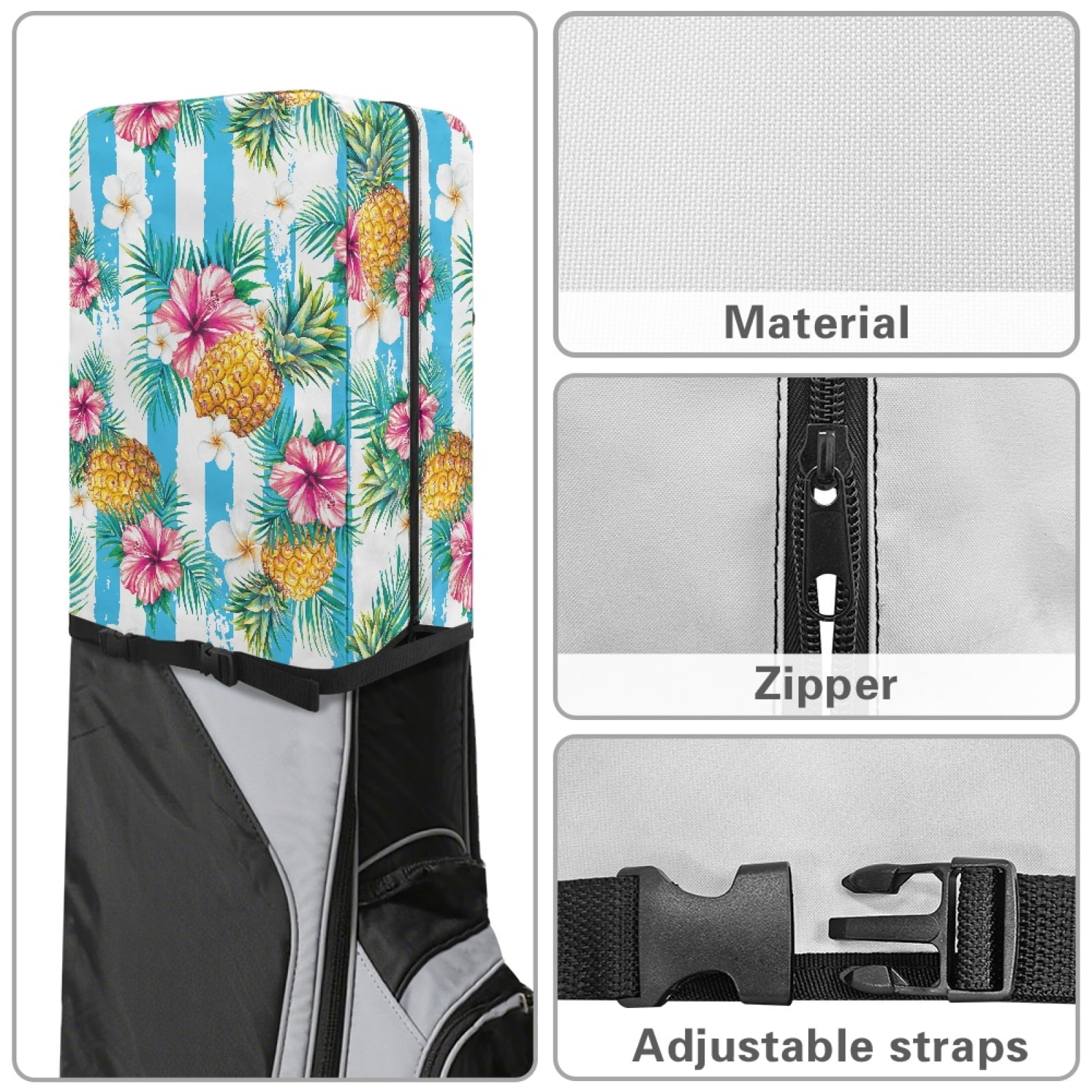 Yuyamidu Pineapple Golf Bag Rain Hood Cover Hibisucs Golf Bag Dust Covers Easy to Use Protect Your Clubs for Mens Women Golfer, Blue