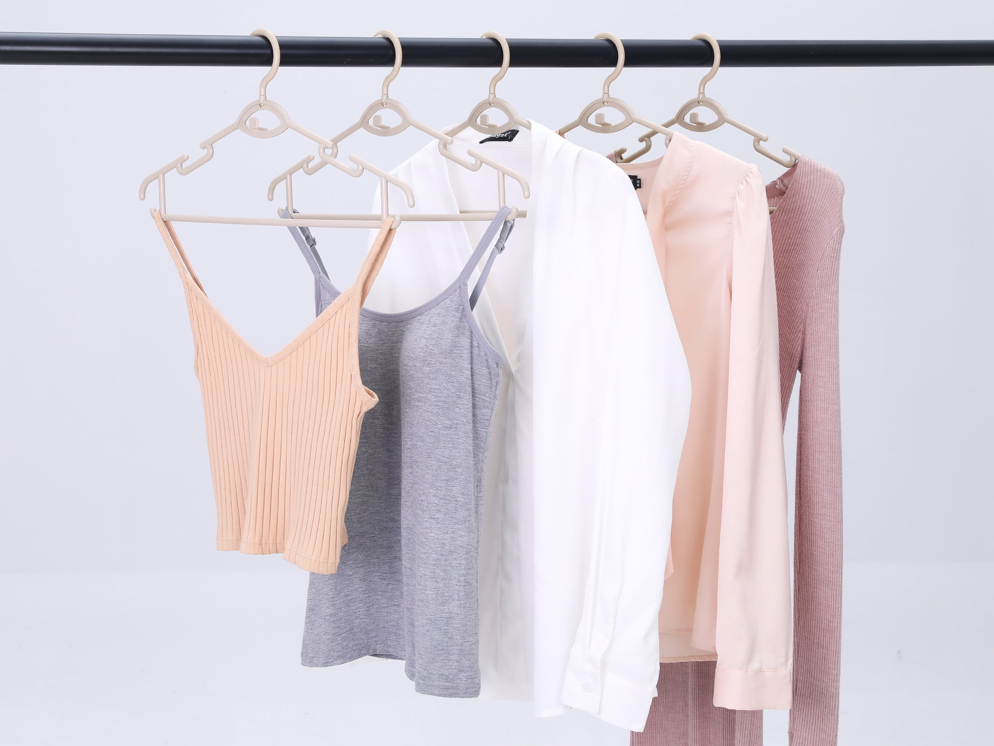 Unique Bargains Plastic Non-Slip Hangers Space Saving Clothes Hangers 30 Packs Khaki