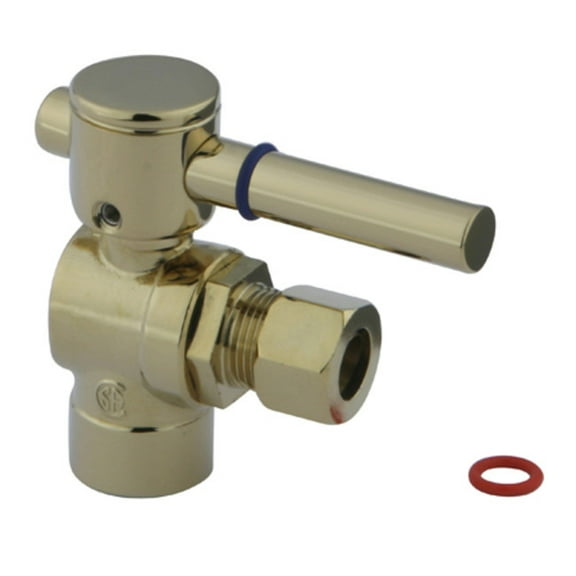 Kingston Brass CC43202DL 1/2" Sweat x 3/8" OD Comp Angle Stop Valve, Polished Brass
