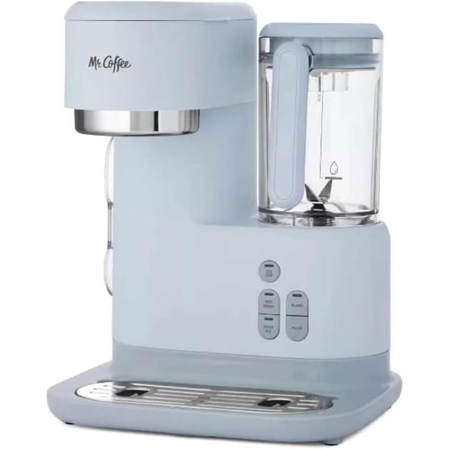 Mr. Coffee 3 in 1 Single Serve Coffee Maker, Hot or Iced Espresso and Frappe Machine, Blender, and Reusable Filter for Frozen Drinks or Lattes, Gray