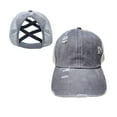 thumbnail image 4 of Women Baseball Caps with Ponytail Hole Washed Dad Hat Criss Cross Ponycaps for Women Vintage Outdoor Sports Sun Hat, 4 of 5