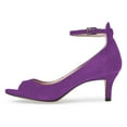 thumbnail image 2 of YDN Women Sexy Peep Toe Elegant Kitten Low Heel Sandals Trendy Ankle Unique Buckle Straps Pumps Party Shoes Size 12 Purple, 2 of 4