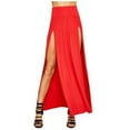 thumbnail image 2 of WENWU Womens Double Split Maxi Long Skirt Ladies Plain Basic Two Side Slit 4 22 Silk Skirts for Women Short Wrap Skirt, 2 of 4