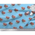 thumbnail image 2 of Soimoi Blue Heavy Canvas Fabric Barn & Cow Farm Printed Fabric 1 Yard 58 Inch Wide, 2 of 3