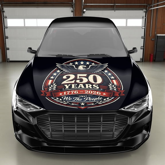 250 Years 1776-2026 We The People Car Hood Decal - Patriotic Bald Eagle Emblem American Flag Design for Trucks, SUVs, and Cars