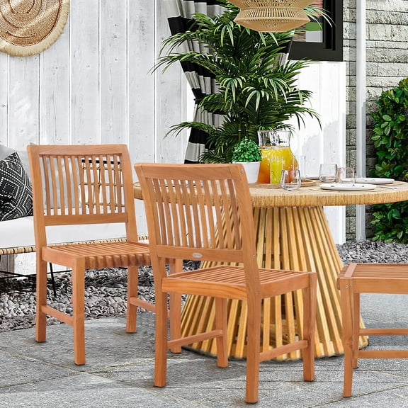 Teak Wood Castle Outdoor Patio Dining Side Chair, A-Grade Teak Wood