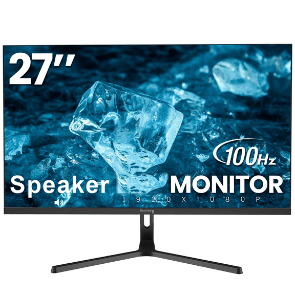 Suevery 27" 100Hz Computer Monitor, FHD 1080P, Built-in Speakers, 120% sRGB Color, Eye Care, Mountable, Black
