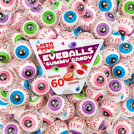 Halloween Candy Eyeballs Gummies Jam Filled (38 Ounce Box - 60 Count)