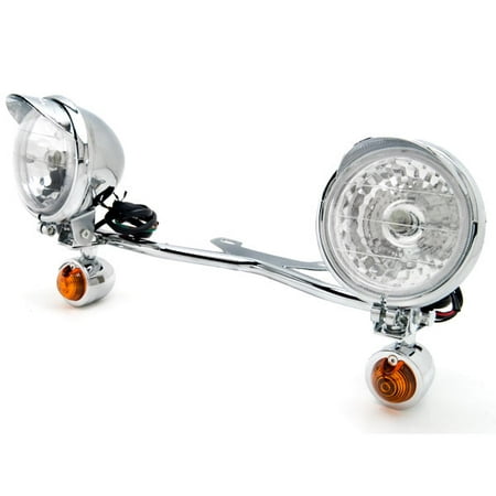 Cobra Turn Signal - Krator Chrome Motorcycle Passing Light Bar & Turn Signals For Suzuki Intruder Volusia VS 700 750 800 1400 1500