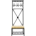 thumbnail image 4 of SEI Furniture Leon Entryway Storage Rack-Bench Seat in Textured Black, 4 of 5