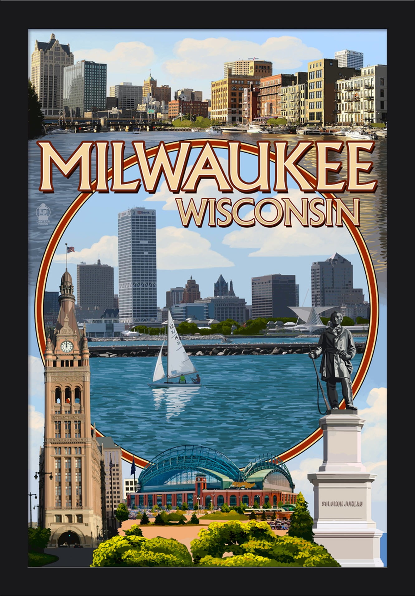 Milwaukee, Wisconsin Montage Scenes Lantern Press Poster (16x24